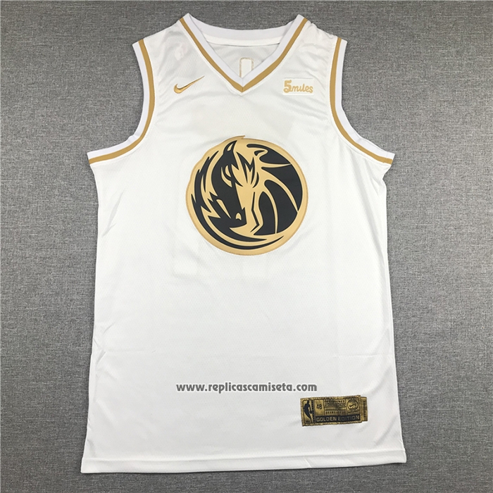 Camiseta Golden Edition Dallas Mavericks Luka Doncic #77 Blanco